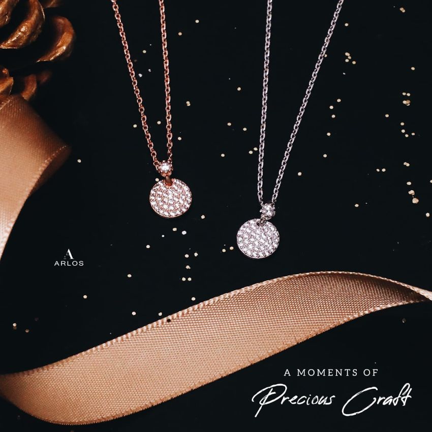 L'amour 閃爍圓形頸鏈 (玫瑰金)