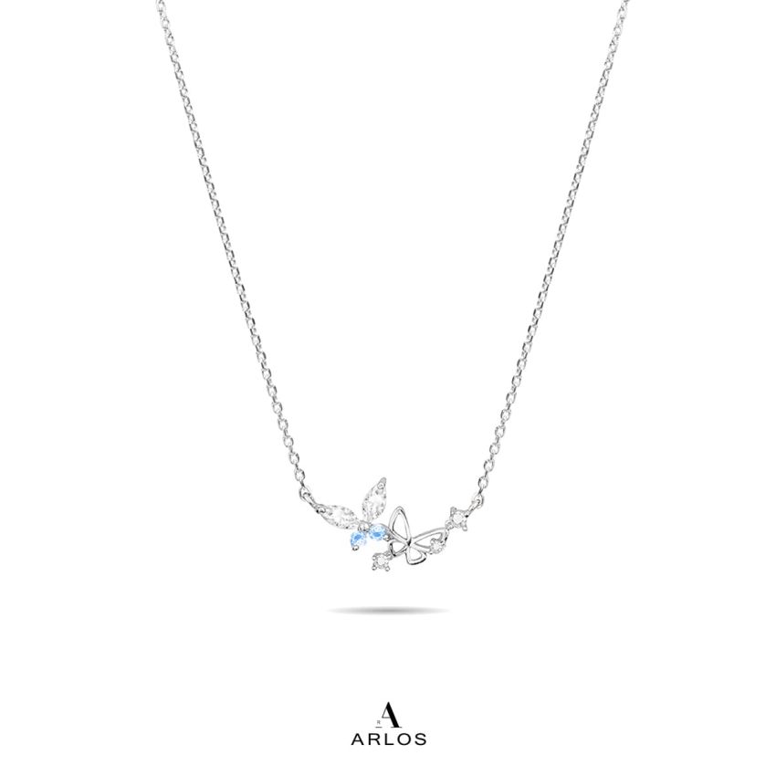 L'amour 優雅蝴蝶頸鏈 (白金色)