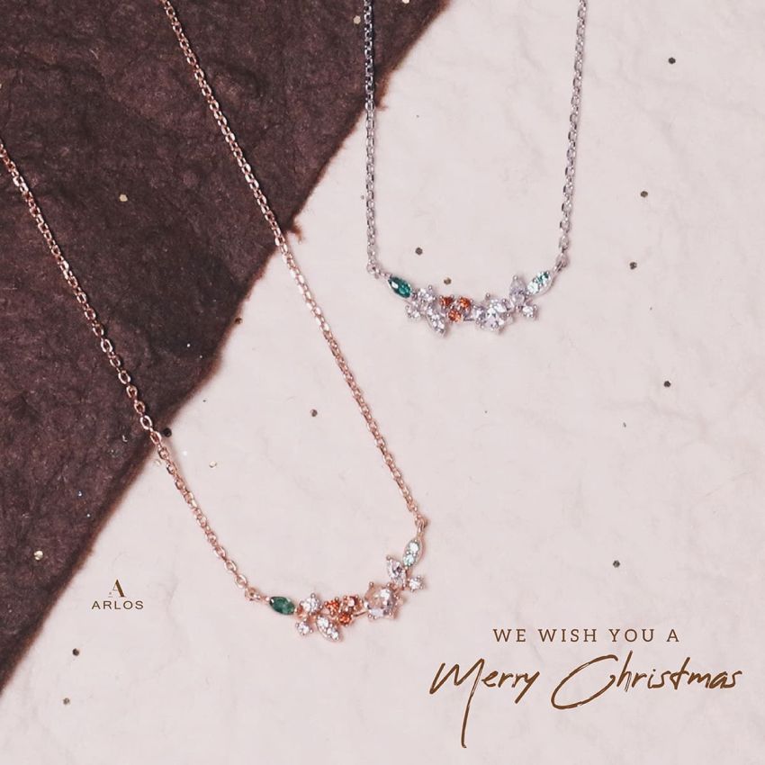 L'amour 聖誕花頸鏈 (白金色)