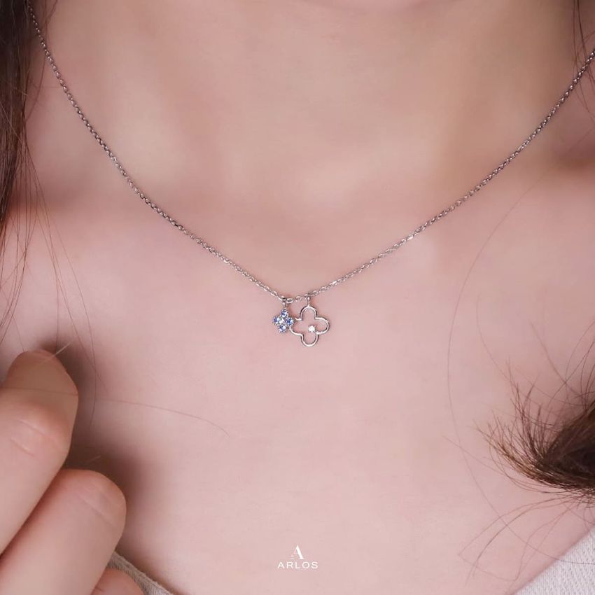 L'amour 幸運四葉草頸鏈 (白金色)