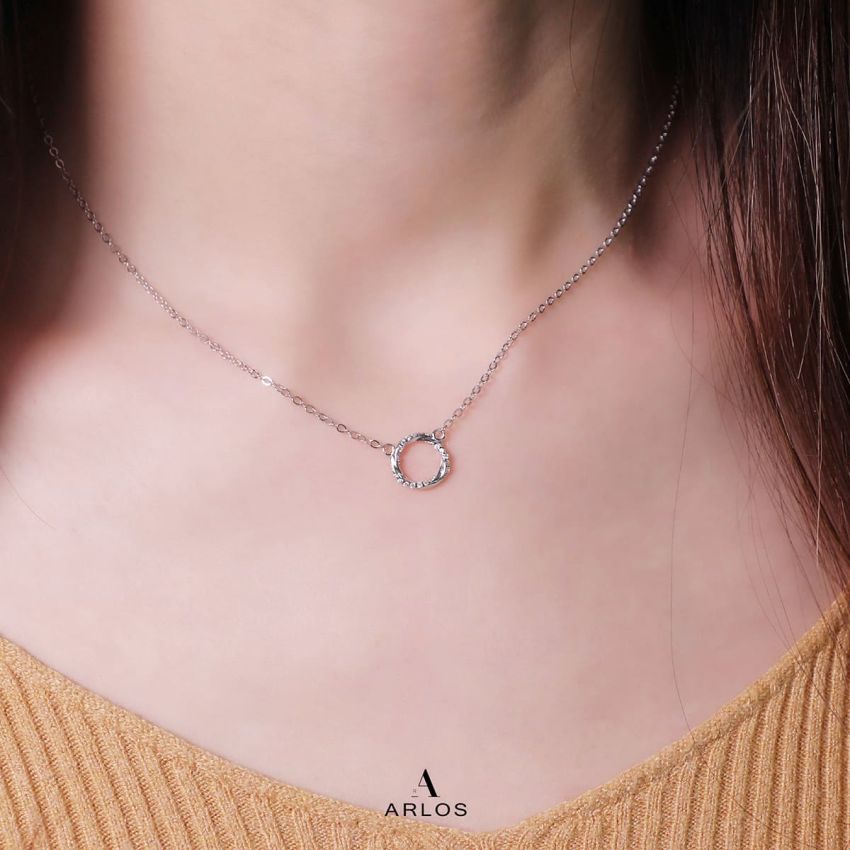 L'amour 清新小圓頸鏈 (白金色)