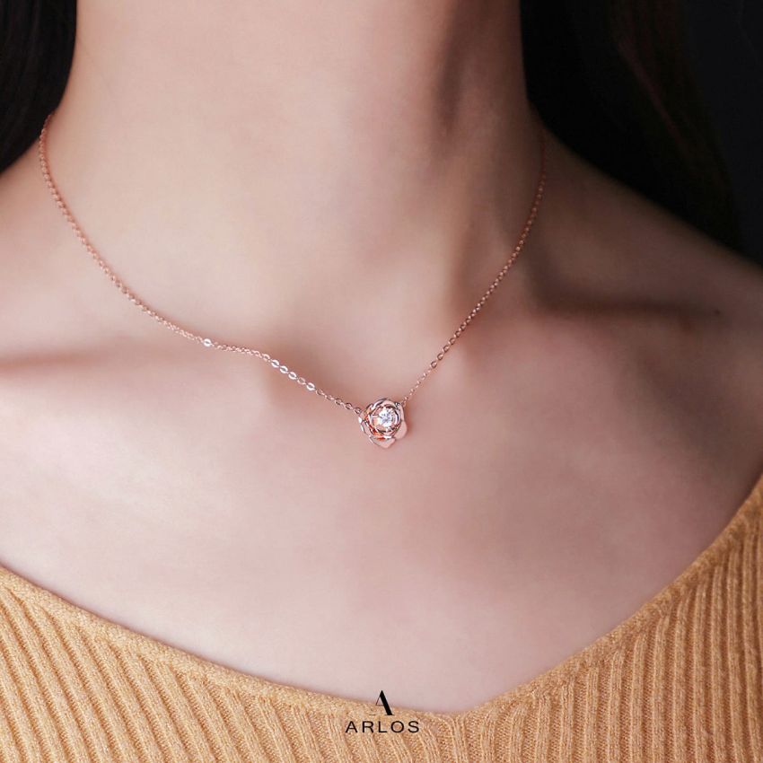 L'amour 優雅山茶花頸鏈 (玫瑰金)