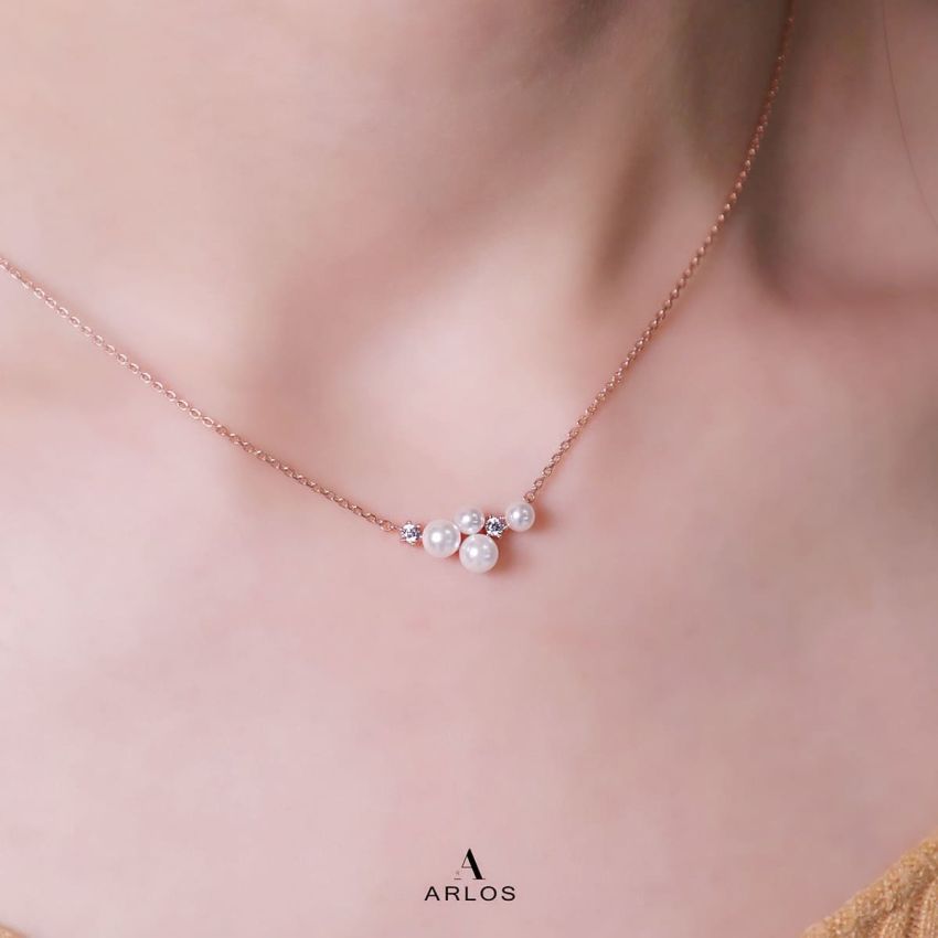 L'amour 繁星珍珠頸鏈 (玫瑰金)