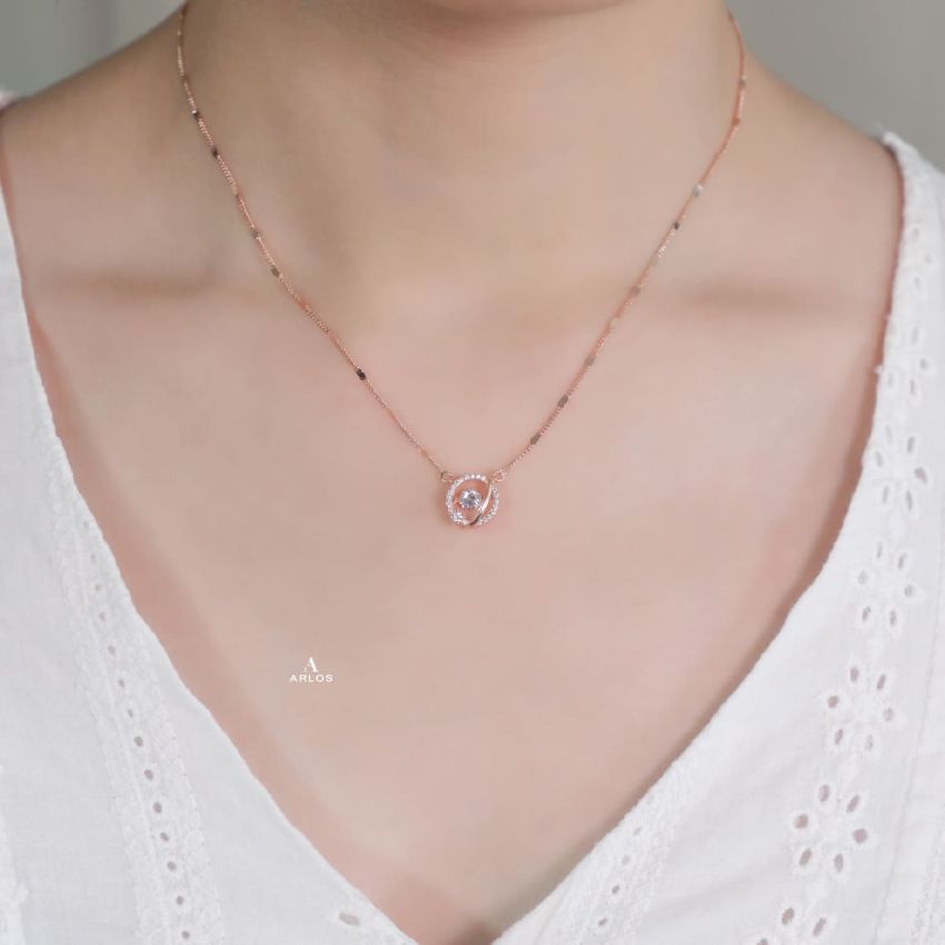 個性星球跳動頸鏈 (玫瑰金)