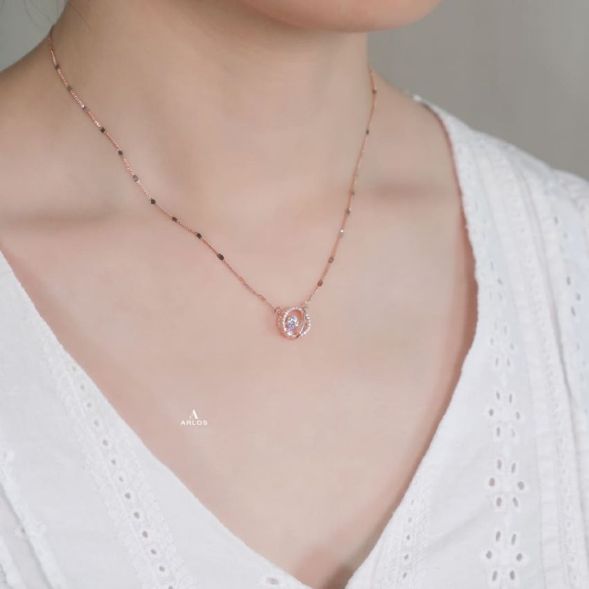 個性星球跳動頸鏈 (玫瑰金)