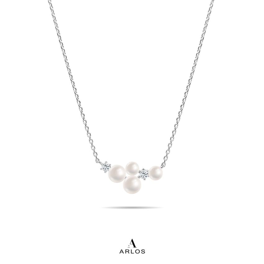 L'amour 繁星珍珠頸鏈 (白金色)