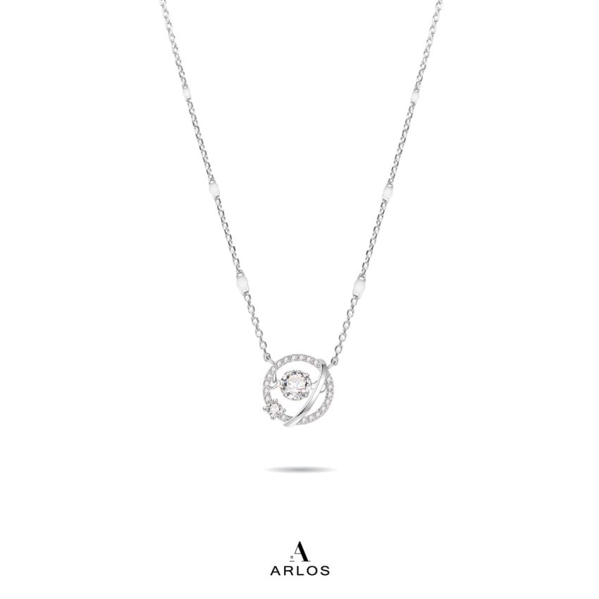 個性星球跳動頸鏈 (白金色)