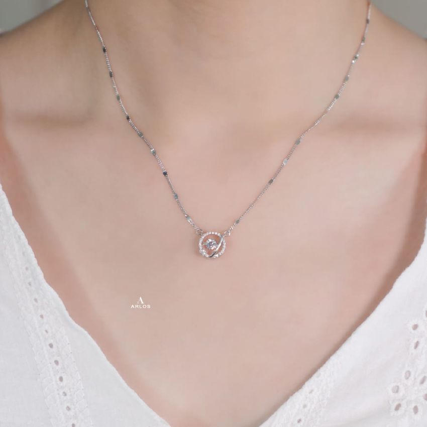 個性星球跳動頸鏈 (白金色)