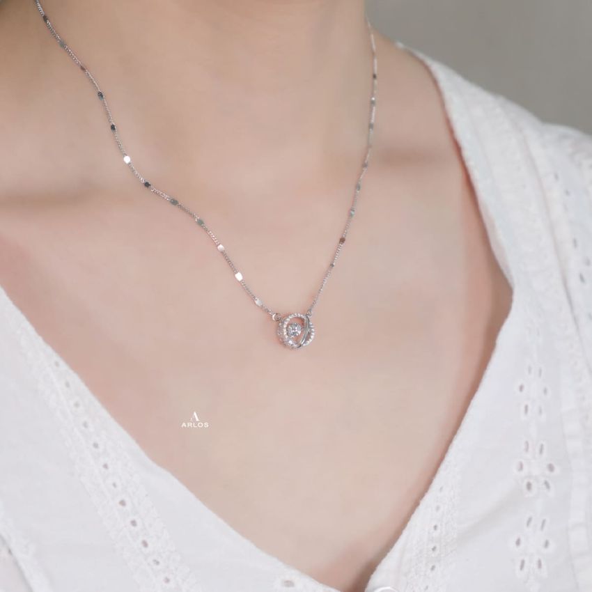 個性星球跳動頸鏈 (白金色)