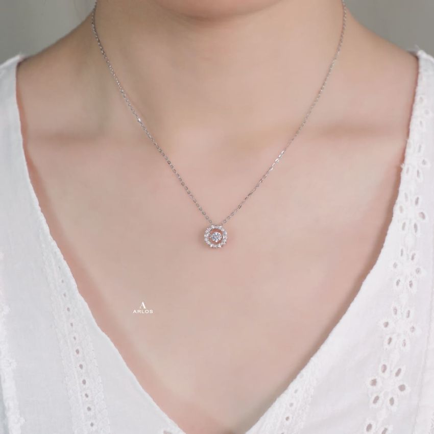 浪漫綻放跳動頸鏈 (白金色)