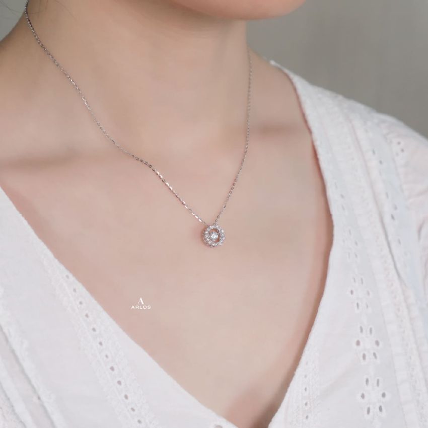 浪漫綻放跳動頸鏈 (白金色)