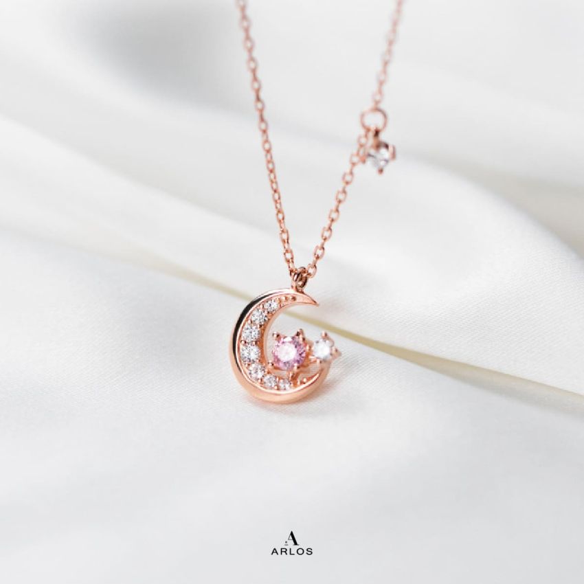 L'amour 浪漫粉紅月亮頸鏈