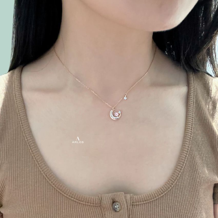 L'amour 浪漫粉紅月亮頸鏈