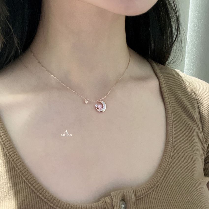 L'amour 浪漫粉紅月亮頸鏈