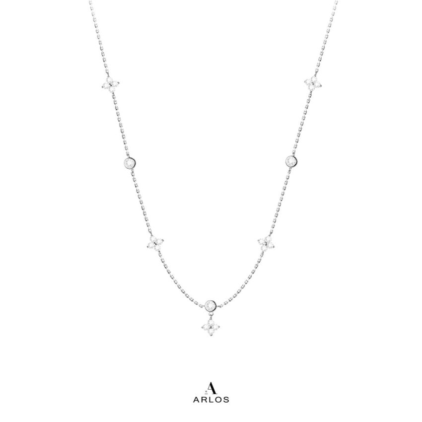 L'amour 閃爍四葉草頸鏈 (白金色)