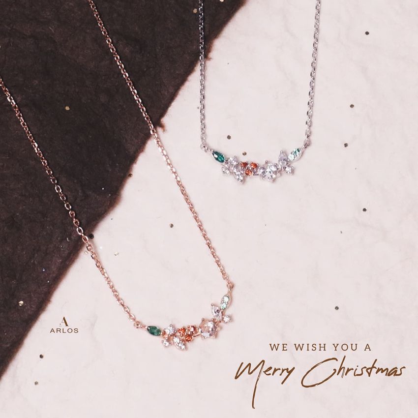 L'amour 浪漫聖誕花頸鏈 (玫瑰金)
