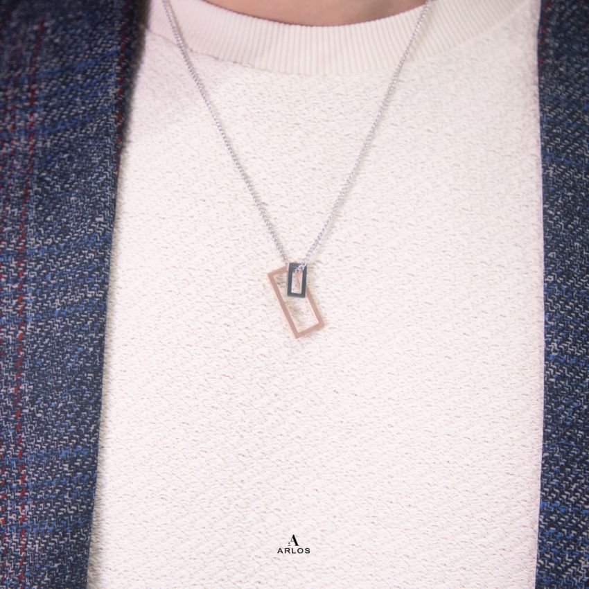 Noe 雙層幾何長方頸鏈 (玫瑰金)