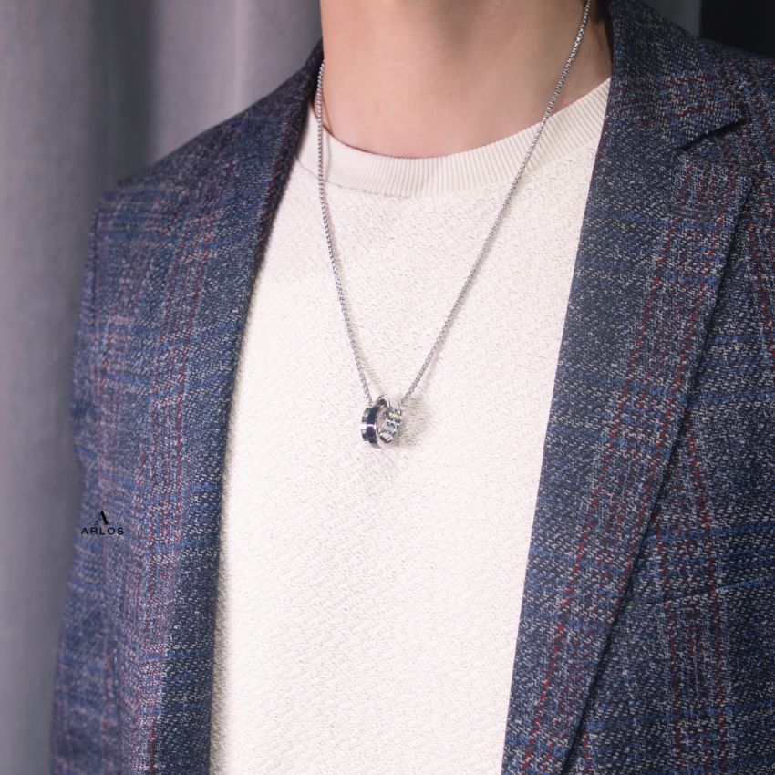 Noe 個性銀黑雙環頸鏈