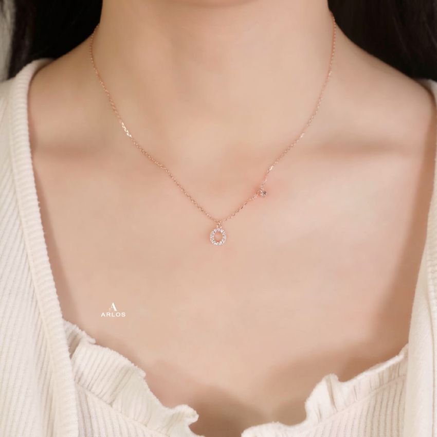 Trésor 字母 [ O ] 頸鏈 (玫瑰金)