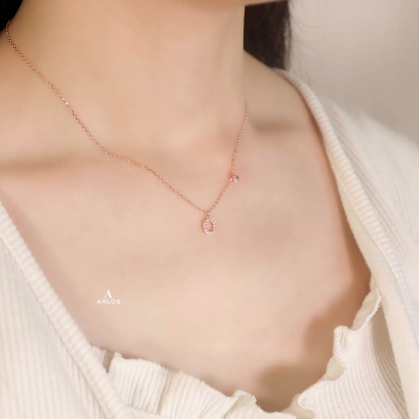 Trésor 字母 [ O ] 頸鏈 (玫瑰金)