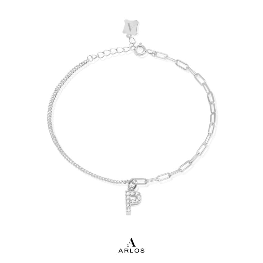 Trésor 字母 [ P ] 手鏈 (白金色)