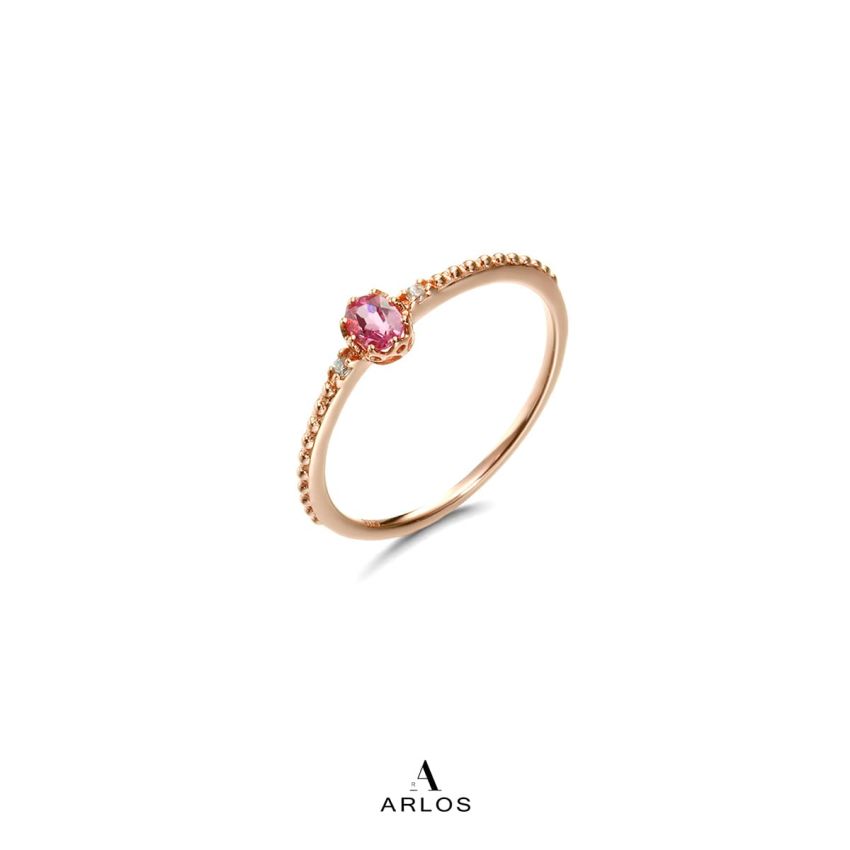 粉紅碧璽寶石9K玫瑰金戒指