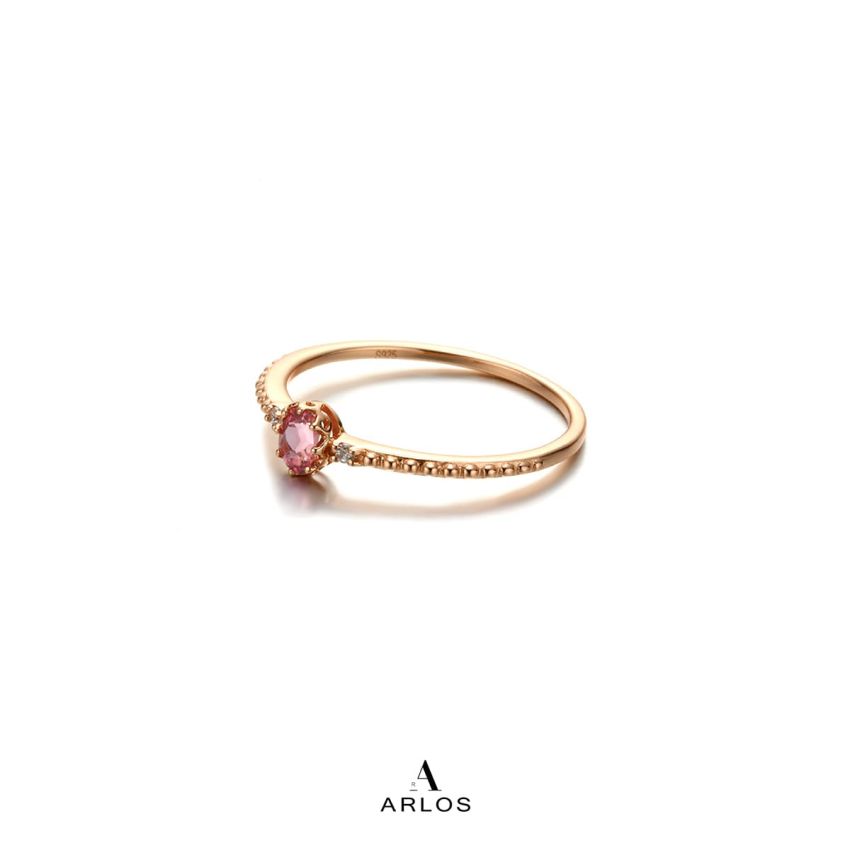 粉紅碧璽寶石9K玫瑰金戒指