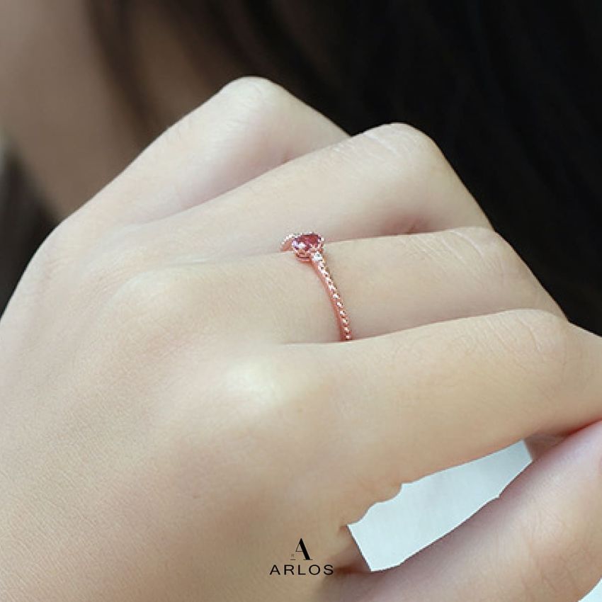 粉紅碧璽寶石9K玫瑰金戒指