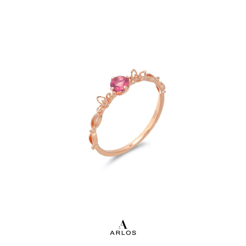 花漾粉紅碧璽寶石9K玫瑰金戒指