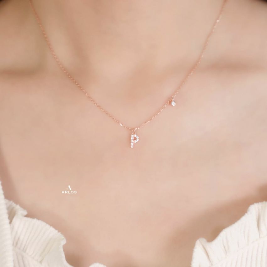 Trésor 字母 [ P ] 頸鏈 (玫瑰金)