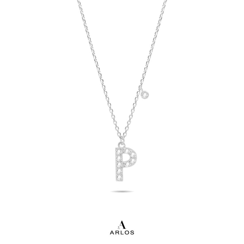 Trésor 字母 [ P ] 頸鏈 (白金色)