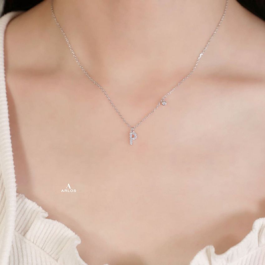 Trésor 字母 [ P ] 頸鏈 (白金色)