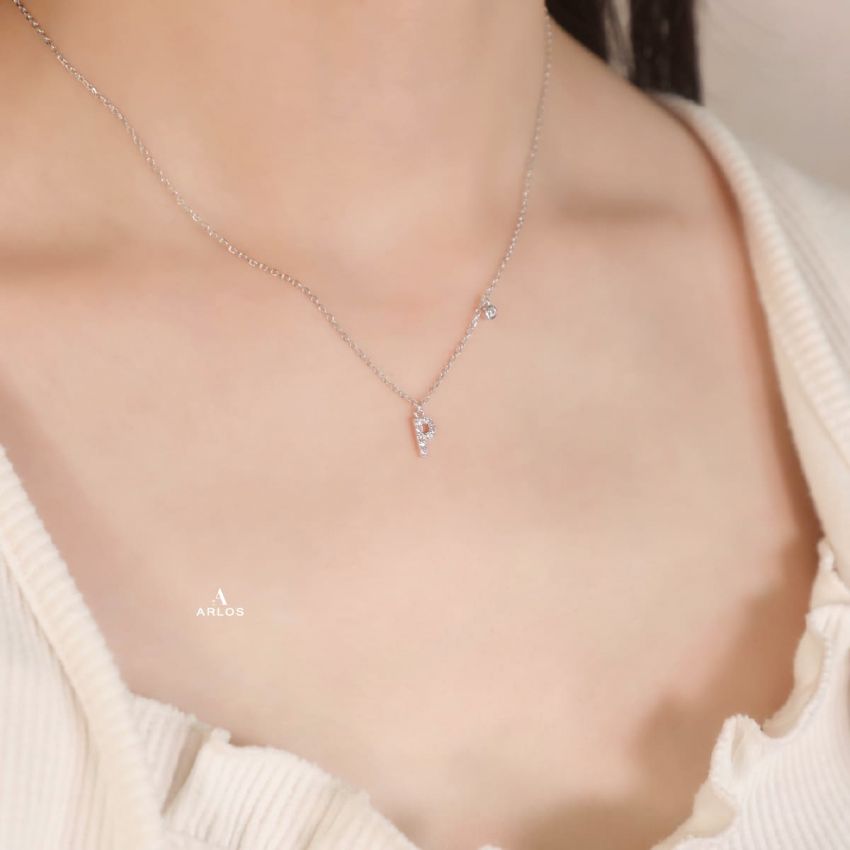 Trésor 字母 [ P ] 頸鏈 (白金色)