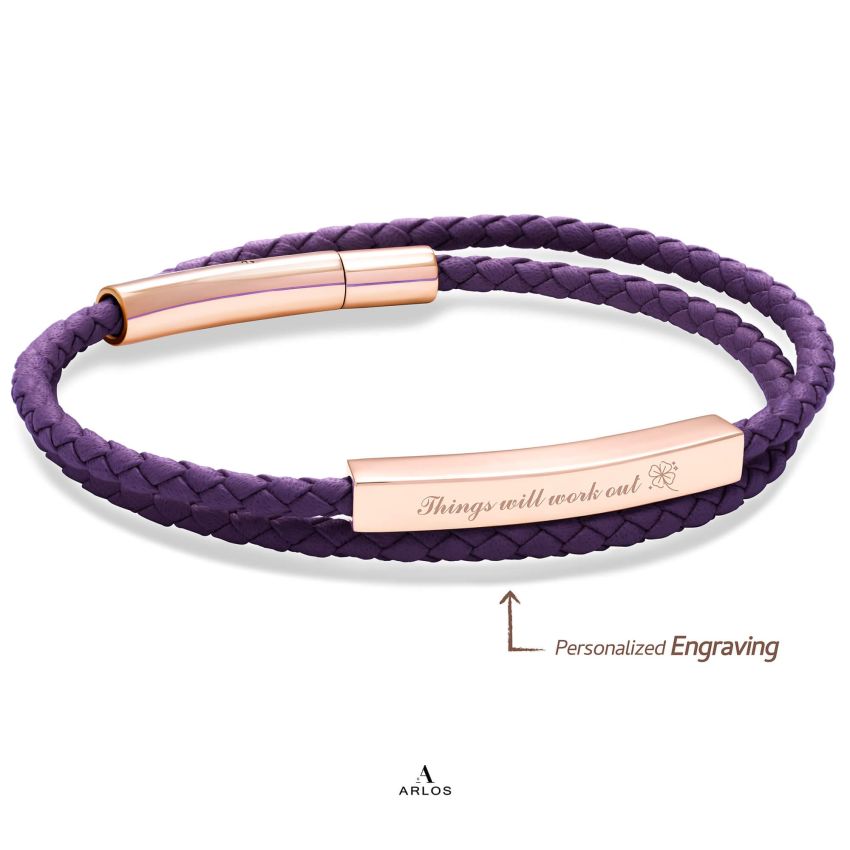 Le Tien 雙層皮革手環 (深紫色)