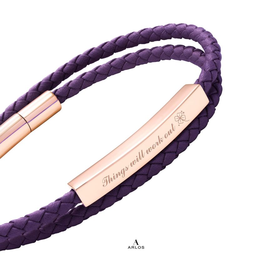 Le Tien 雙層皮革手環 (深紫色)