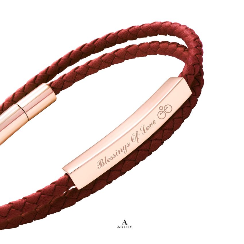 Le Tien 雙層皮革手環 (幸運紅)