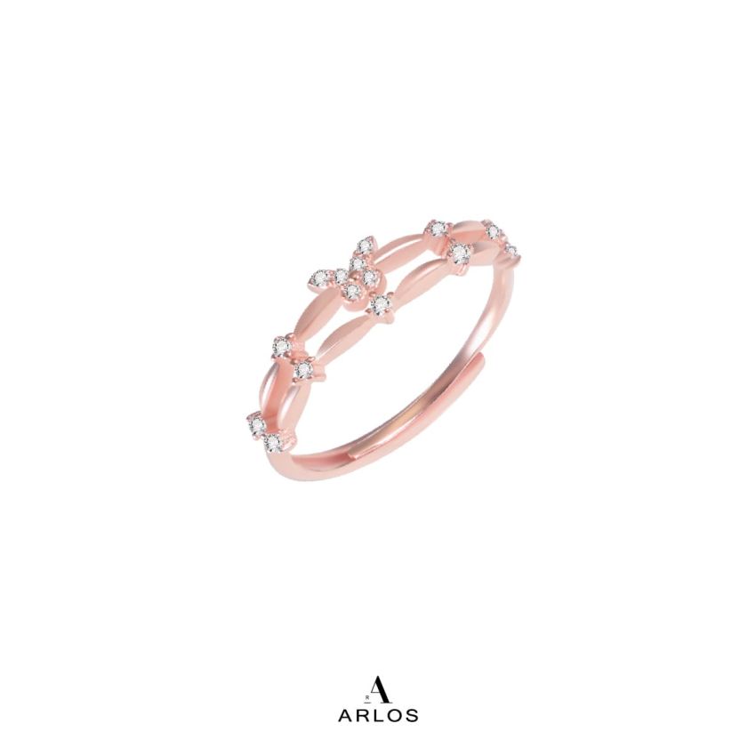 優雅蝴蝶雙層開口戒指 (玫瑰金)