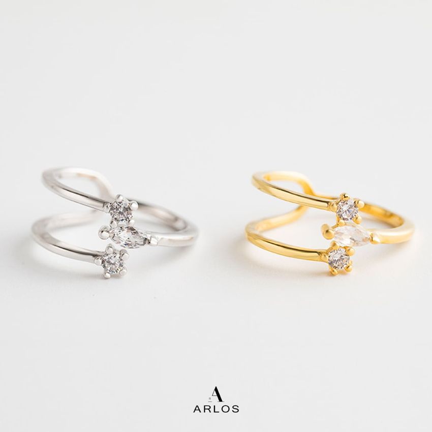 個性閃爍開口戒指 (白金色)