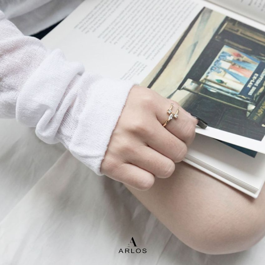 個性閃爍開口戒指 (白金色)