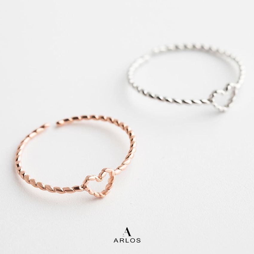 優雅愛心開口戒指 (玫瑰金)