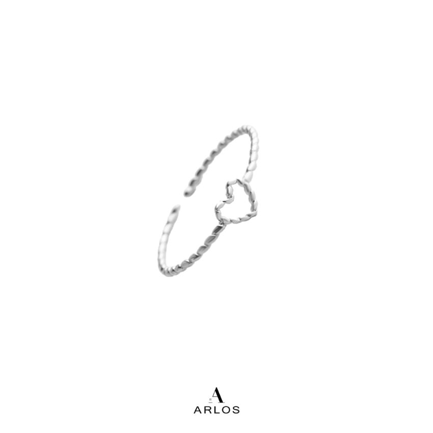 優雅愛心開口戒指 (白金色)