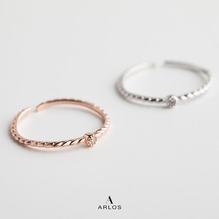 閃爍個性開口戒指 (白金色)