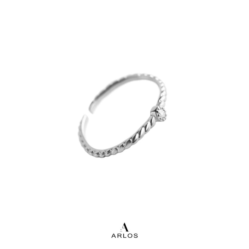 閃爍個性開口戒指 (白金色)