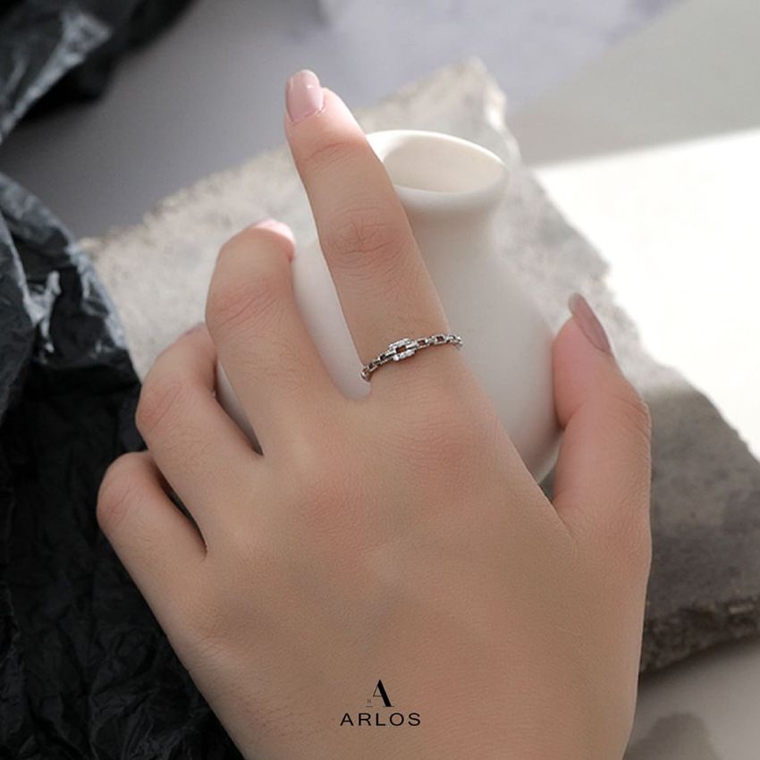 時尚開口戒指 (白金色)