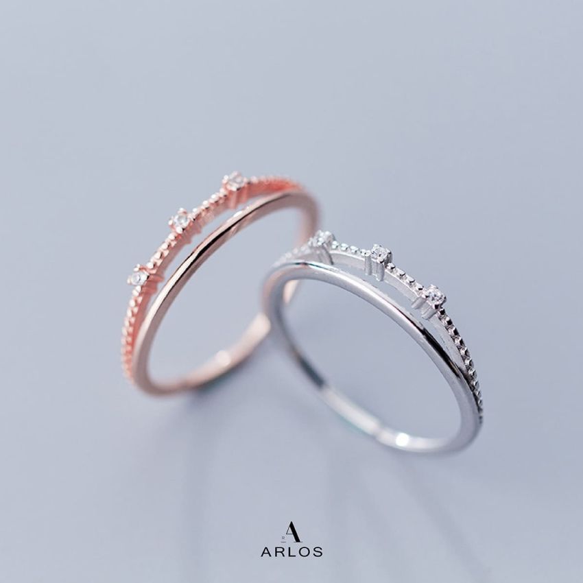 雙層經典開口戒指 (白金色)