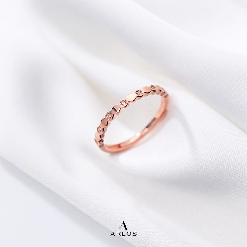 六邊形閃爍開口戒指 (玫瑰金)