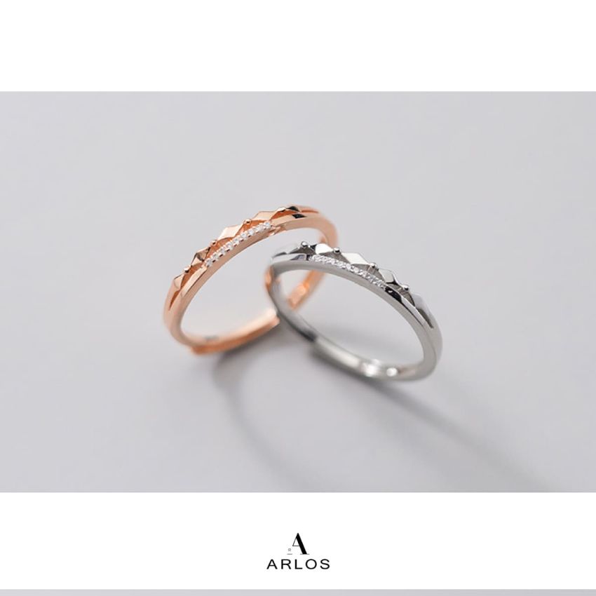 時尚閃爍開口戒指 (白金色)