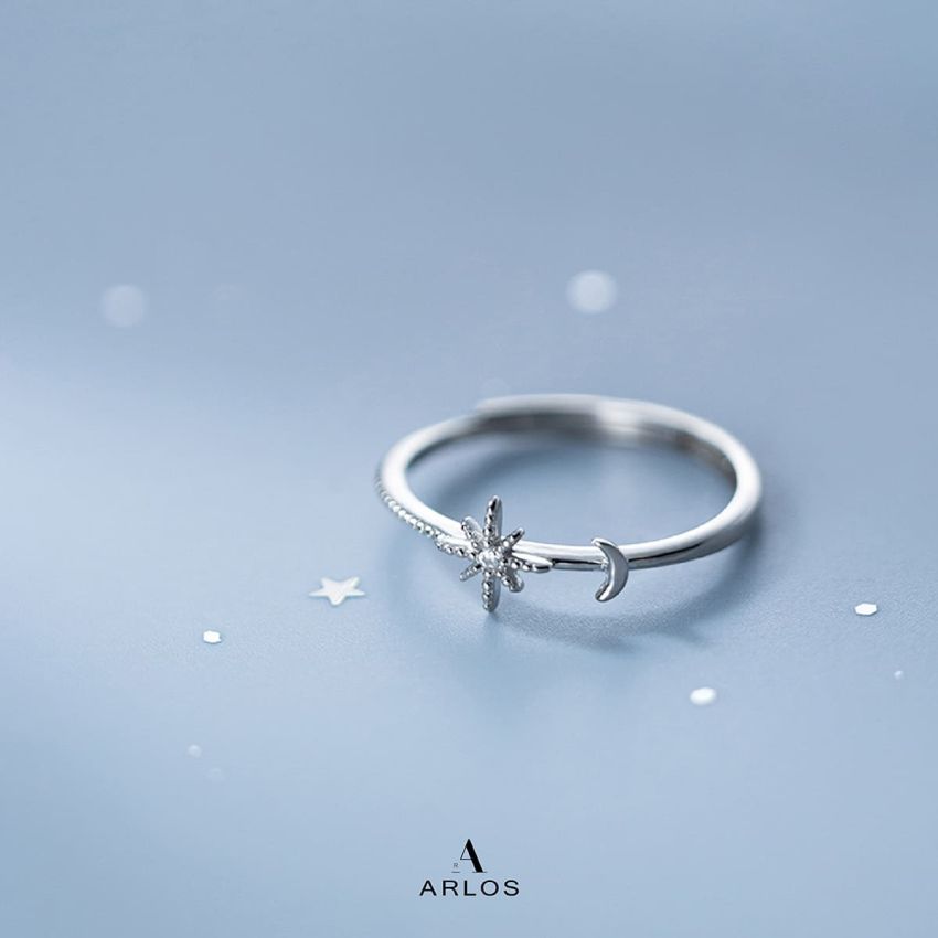 星月開口戒指 (白金色)