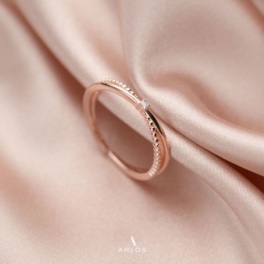 閃爍交疊開口戒指 (玫瑰金)