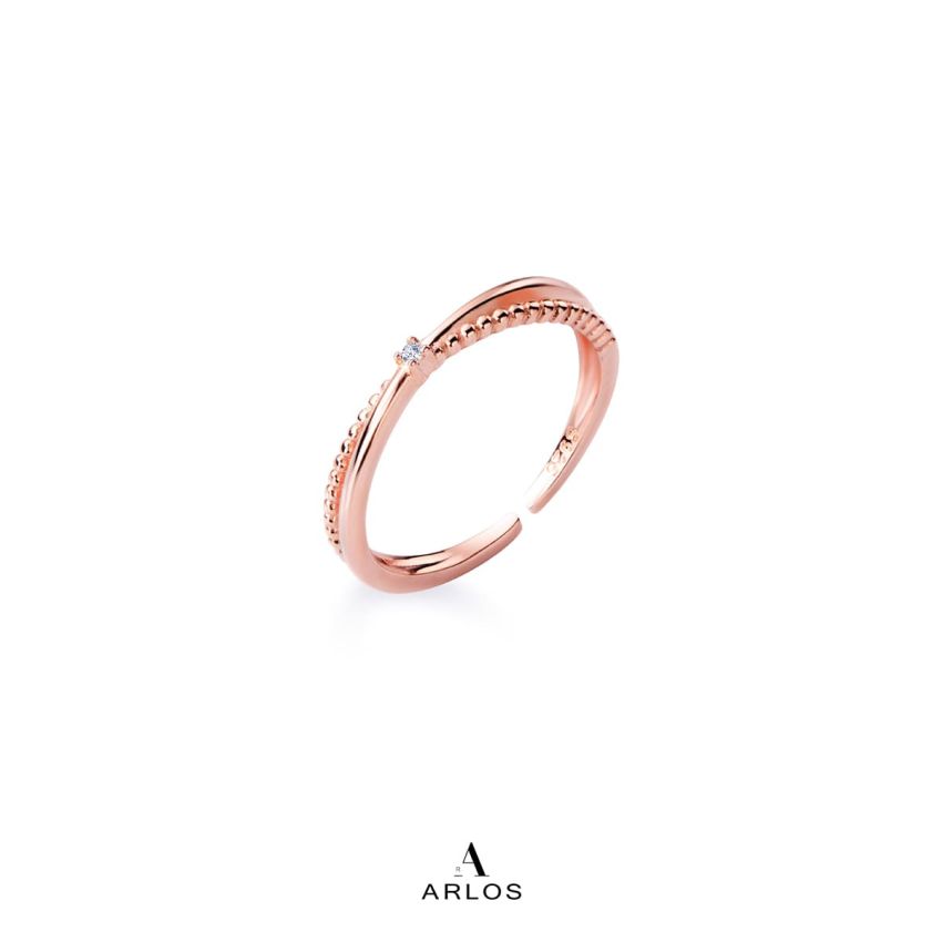 閃爍交疊開口戒指 (玫瑰金)